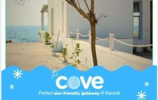 A tranquil view of The Cove Beach Resort at Turtle Beach, Karachi.